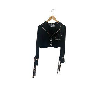 Beach Riot Women's Black Luna Spotted Leopard Long Sleeve Top - Medium